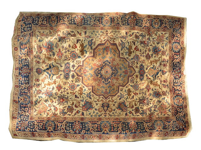 Appraisal: A MAHAL IVORY GROUND CARPET with central foliate medallion within