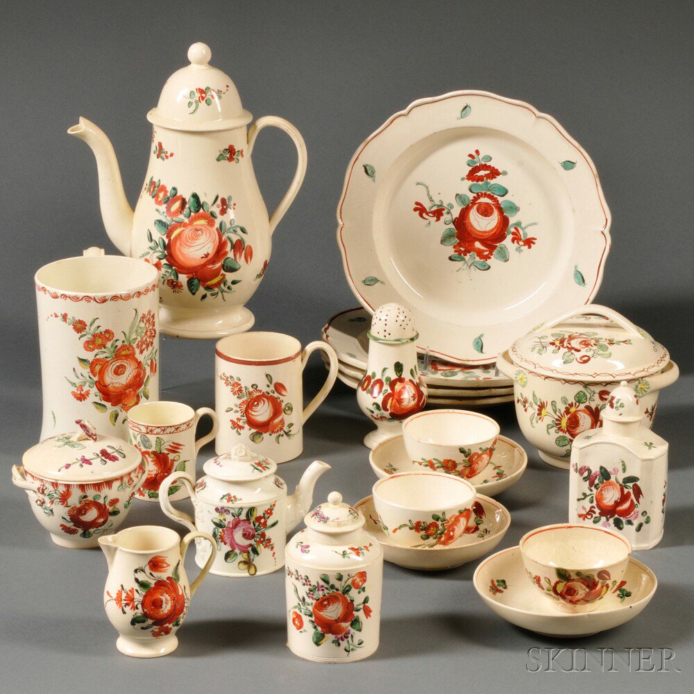 Appraisal: Assembled Collection of Staffordshire Cream-colored Earthenware Tea Ware England late