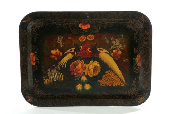 Appraisal: TOLE TRAY American late th century Ornate original decoration with