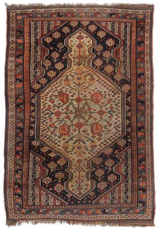 Appraisal: Ivory Field Persian Rug probably early th century large medallion