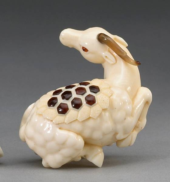 Appraisal: An ivory and horn study of a unicorn By George