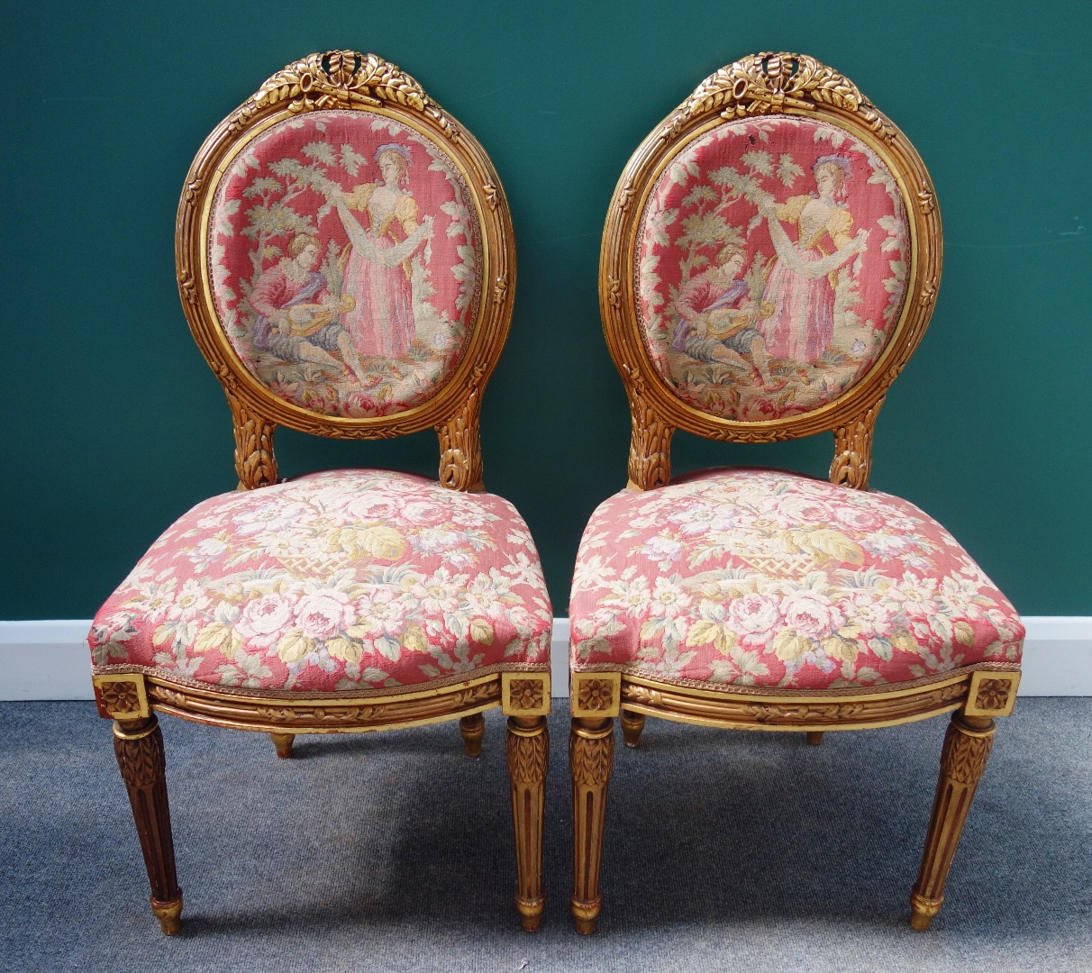 Appraisal: A set of four gilt framed Louis XVI style side