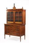 Appraisal: SECRETARY DESK - Circa - Sheraton period two-part mahogany New