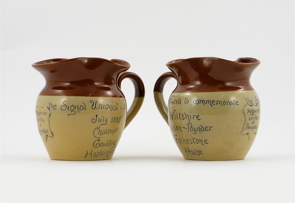 Appraisal: Political interest a pair of stoneware Election jugs dated July