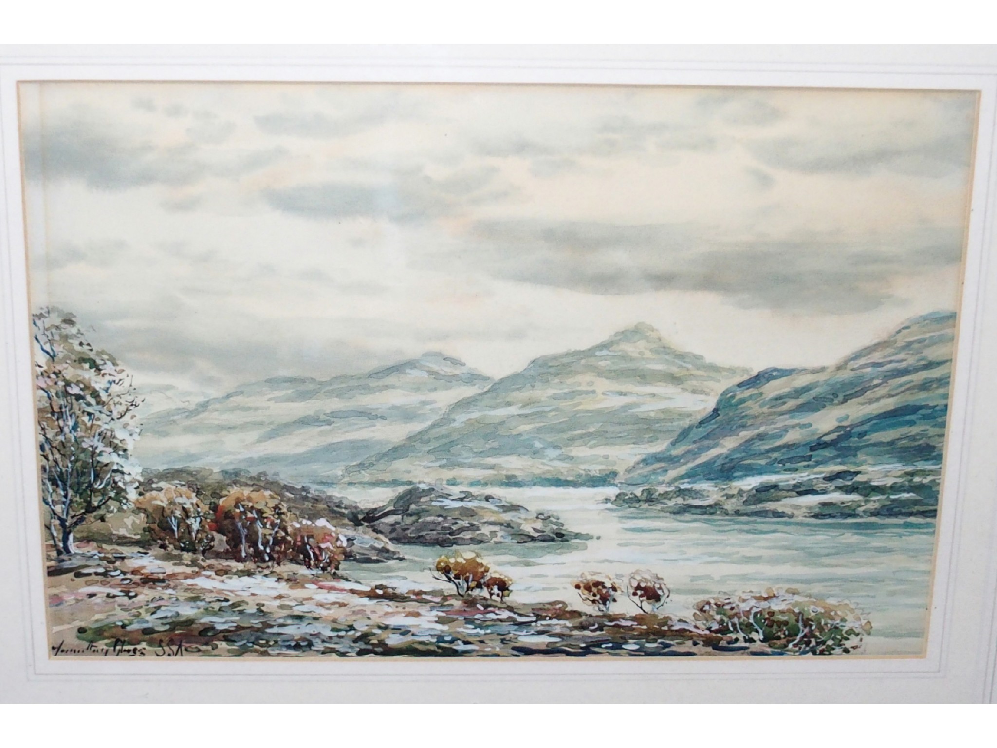 Appraisal: JOHN HAMILTON GLASS Trees by a loch signed watercolour