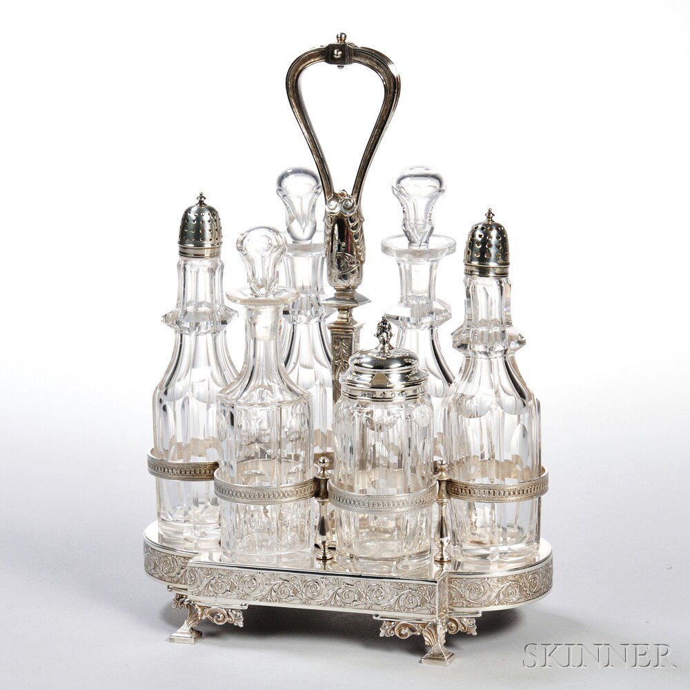 Appraisal: Gorham Sterling Silver Six-bottle Cruet Set Providence date mark possibly