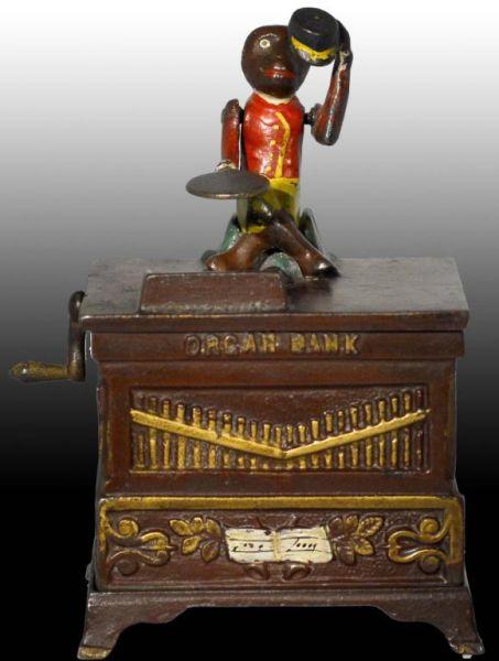 Appraisal: Cast Iron Medium Organ Mechanical Bank Description Manufactured by J