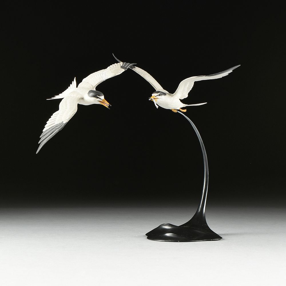 Appraisal: HABBART DEAN American - A PAINTED WOOD SCULPTURE Least Terns