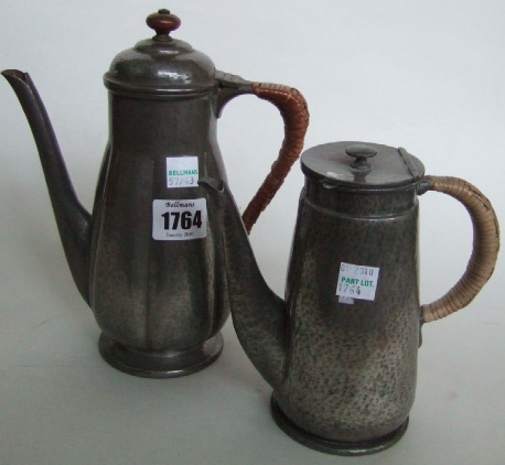 Appraisal: A Pewter coffee pot 'Tudric' by Liberty with lobed body