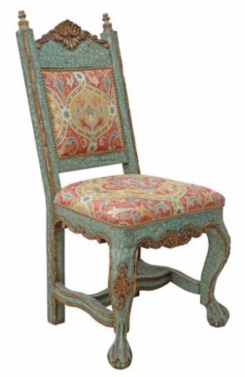 Appraisal: Spanish Colonial style side chair th c painted and parcel