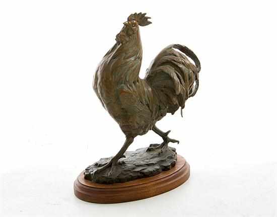 Appraisal: Sandy Scott Colorado Canada b ROOSTER bronze with variegated green