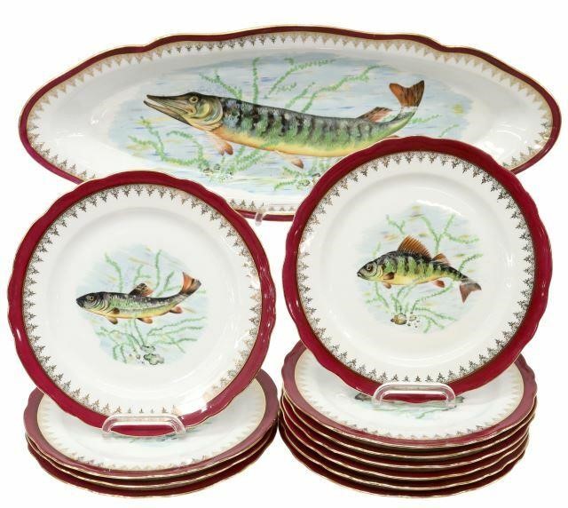 Appraisal: lot of French porcelain fish service Angouleme mid to late