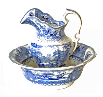 Appraisal: Staffordshire blue and white transfer-printed pitcher and wash basinthomas mayer