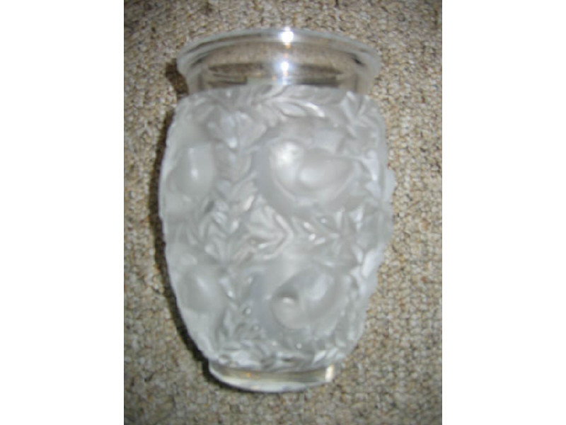 Appraisal: LALIQUE FRANCE BAGATELLE clear and frosted glass vase with allover