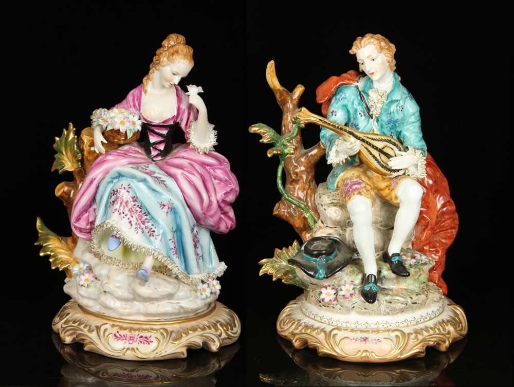 Appraisal: - Two Dresden Figures Lot of two Dresden figures porcelain