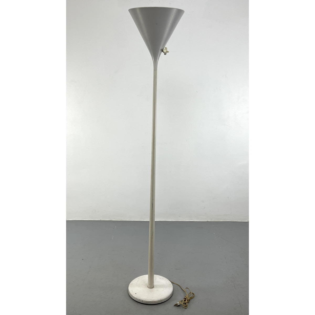 Appraisal: White Enameled Nessen Style Metal Floor Lamp Modernist Cone Shade