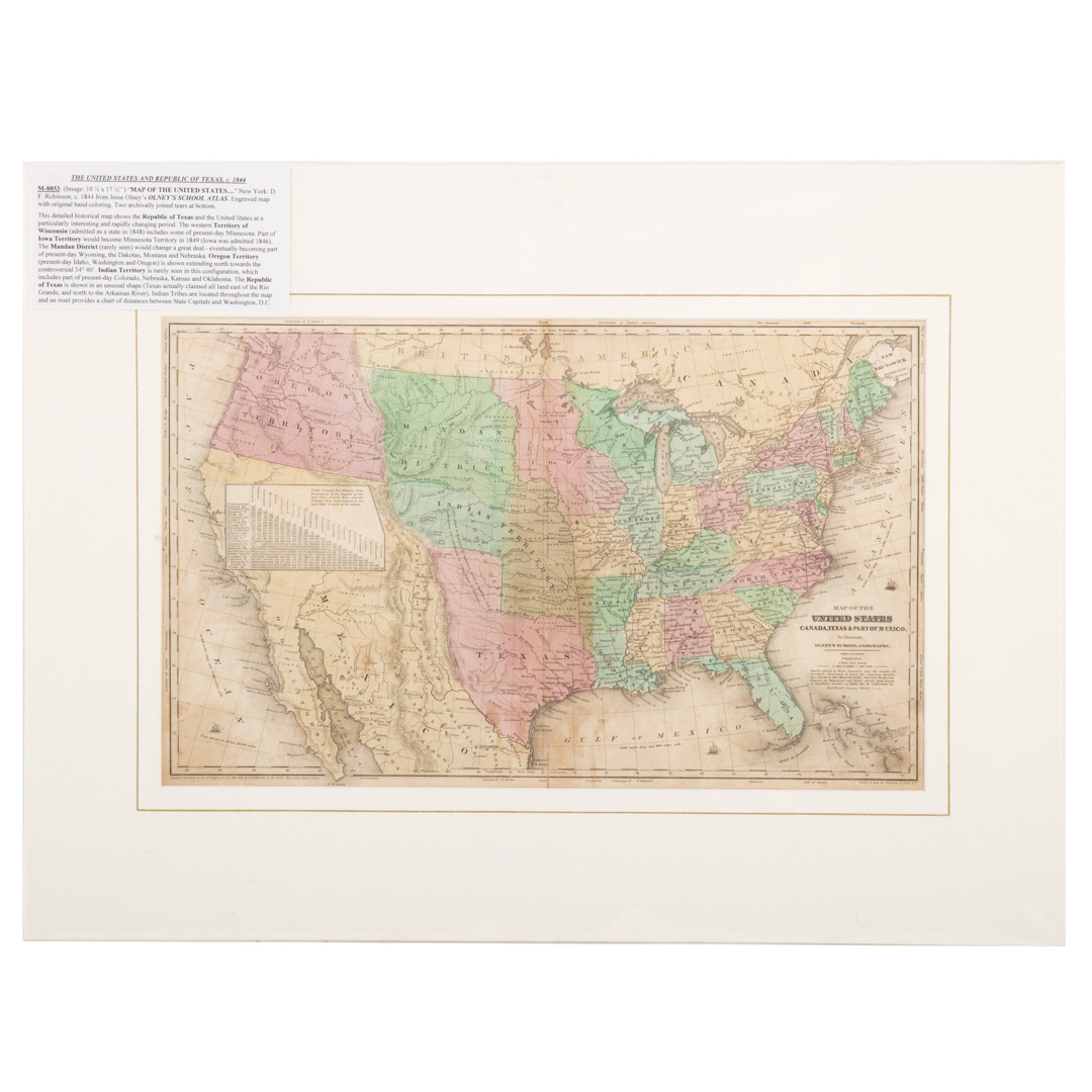 Appraisal: United States and Republic of Texas map dated Map of