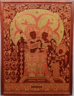 Appraisal: Antique Figural Burmese Painting on Wood Antique Figural Burmese Painting