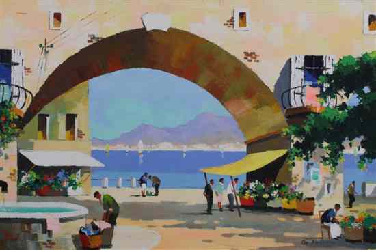 Appraisal: Cecil Rochfort D'Oyly-John - oil on canvas 'Portofino Flower Market'