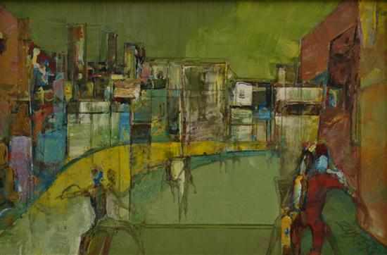 Appraisal: REINIS ZUSTERS - Street oil on board signed 'ZUSTERS' lower