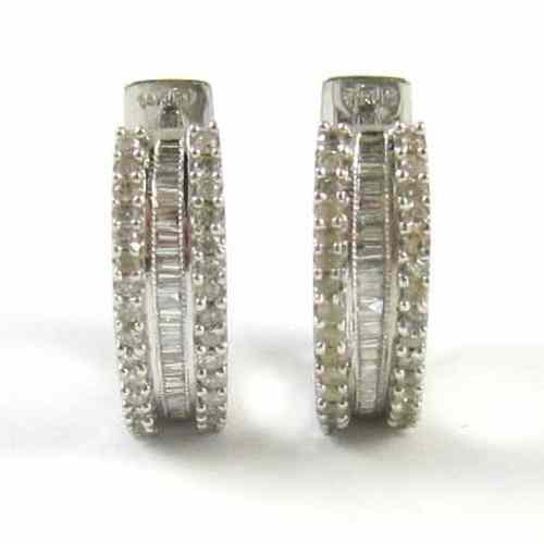 Appraisal: PAIR OF DIAMOND HOOP EARRINGS each k white gold with