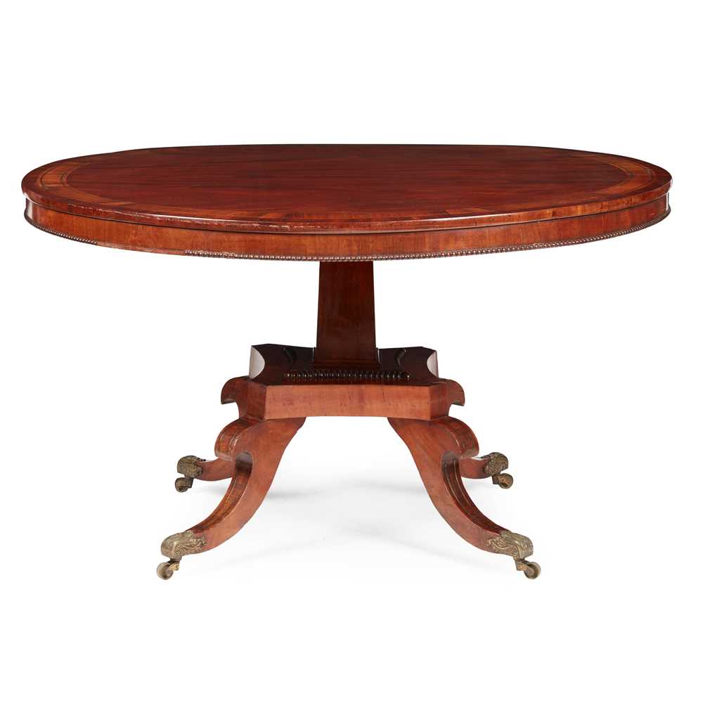 Appraisal: Y REGENCY MAHOGANY ROSEWOOD AND BRASS INLAID BREAKFAST TABLE EARLY