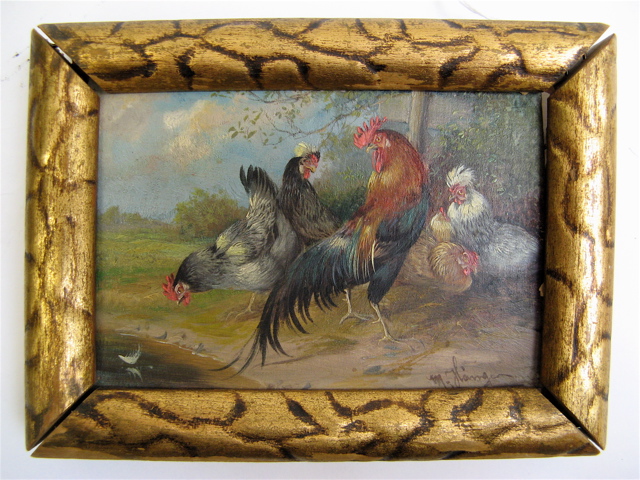 Appraisal: MAX I HANGER MINIATURE OIL ON WOOD German - Rooster