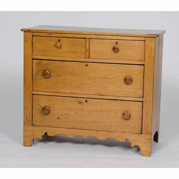 Appraisal: Butternut Chest of Drawers Possibly American a benchmade chest of