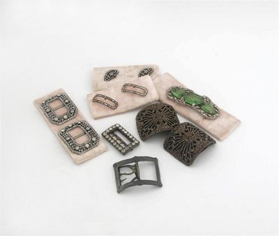 Appraisal: Non precious-paste set buckles a pair of paste set pewter