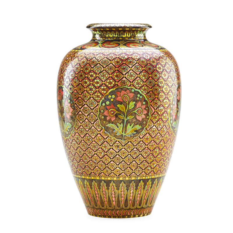 Appraisal: ZSOLNAY Vase with floral medallions Condition Report Excellent condition no