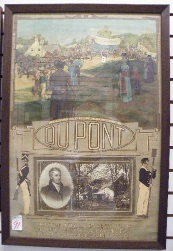 Appraisal: A DUPONT ADVERTISING COLOR LITHOGRAPH the upper panel with horse