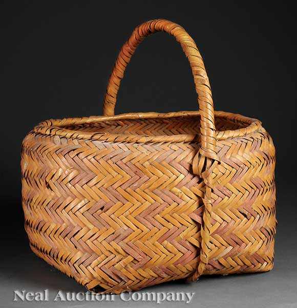 Appraisal: A Choctaw Rivercane Market Basket early th c natural and