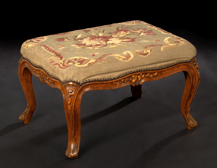 Appraisal: Provincial Louis XV-Style Carved Oak and Fruitwood Stool third quarter