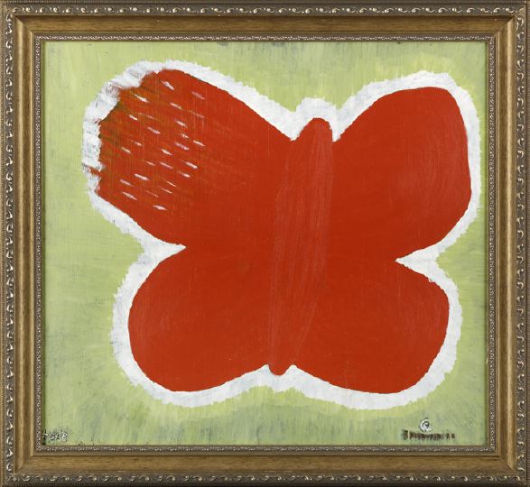 Appraisal: Theora Hamblett American Mississippi - Exploded Red Butterfly Wing oil