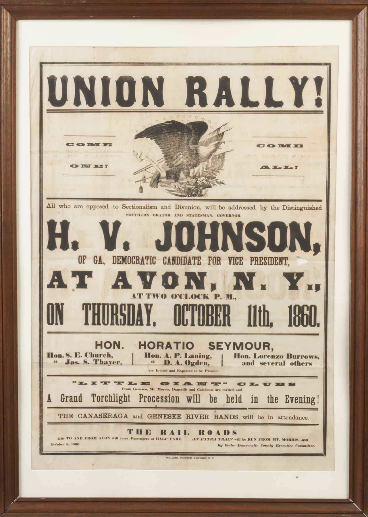 Appraisal: Union Rally Poster H V Johnson at Avon NY