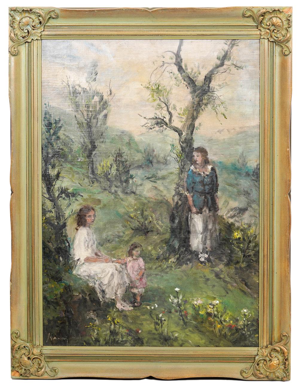 Appraisal: AUREL NARAY 'MOTHER CHILDREN' OIL ON CANVASAurel Naray Hungary -