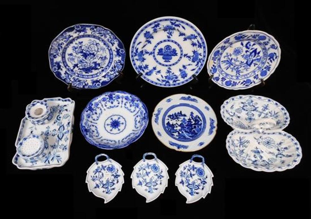 Appraisal: Blue and white porcelain twelve pieces including Meissen Mintons Spode