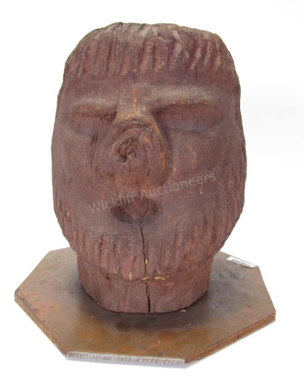 Appraisal: Folk Art Bust of Bigfoot carved from a single piece