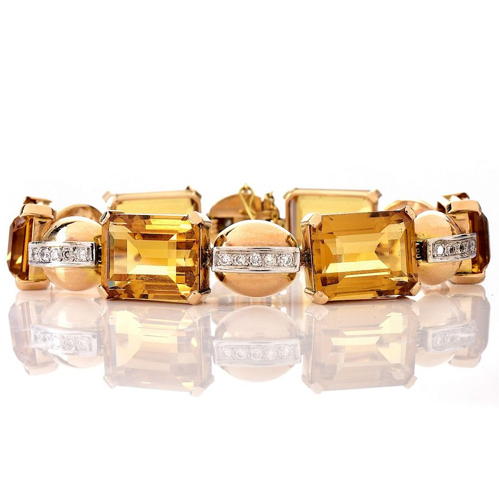 Appraisal: Vintage Topaz Diamond and K Gold Bracelet Vintage Emerald Cut