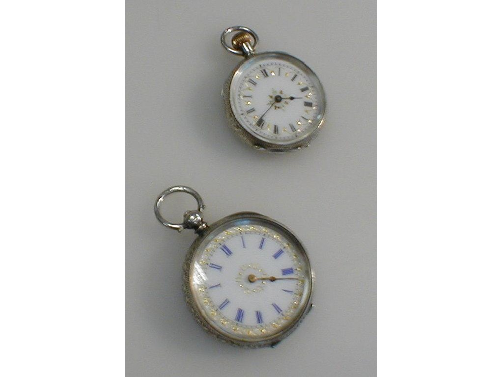 Appraisal: Two ladies silver fob watches