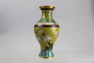 Appraisal: Chinese Cloisonne Yellow Ground Vase Chinese Cloisonne Yellow Ground Vase