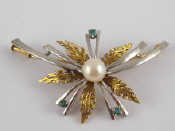 Appraisal: A yellow and white metal tests carat gold brooch set