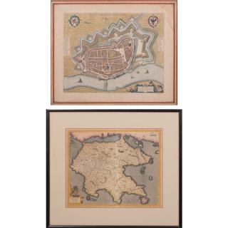 Appraisal: Two Framed Hand-colored Engraved Maps th th Century Including a