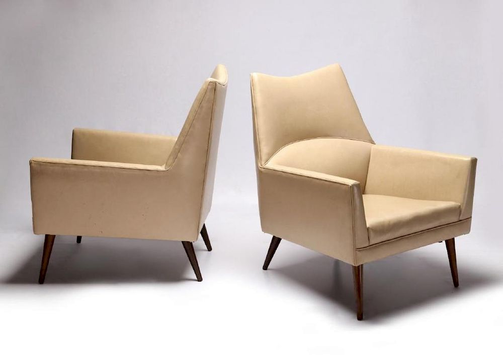 Appraisal: A PAIR PAUL MCCOBB VINYL SQUIRM LOUNGE CHAIRS A rare