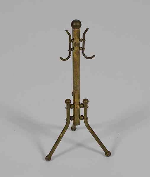 Appraisal: Miniature Brass Hall Tree A miniature brass hall tree with