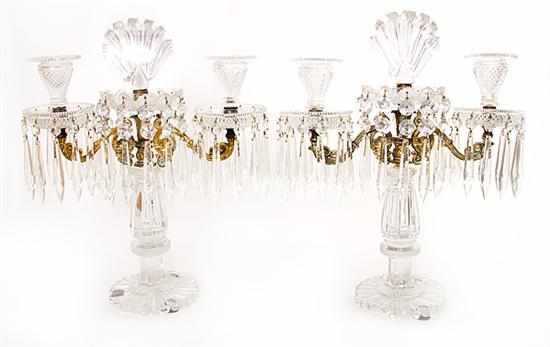 Appraisal: Pair Regency cut-crystal and bronze two-light candelabra early th century