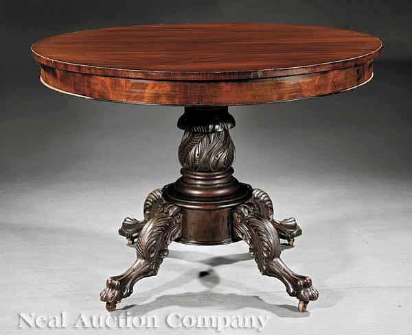 Appraisal: An American Classical Carved Mahogany Center Table th c New