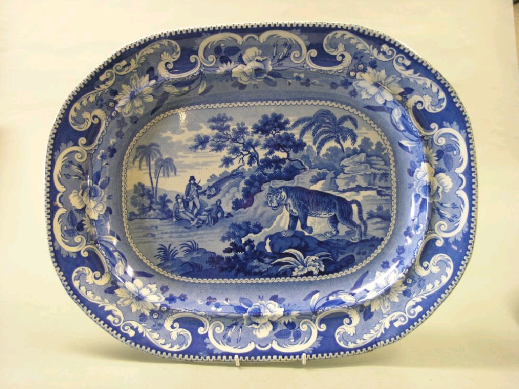 Appraisal: An Enoch Wood Sons blue and white meat plate printed