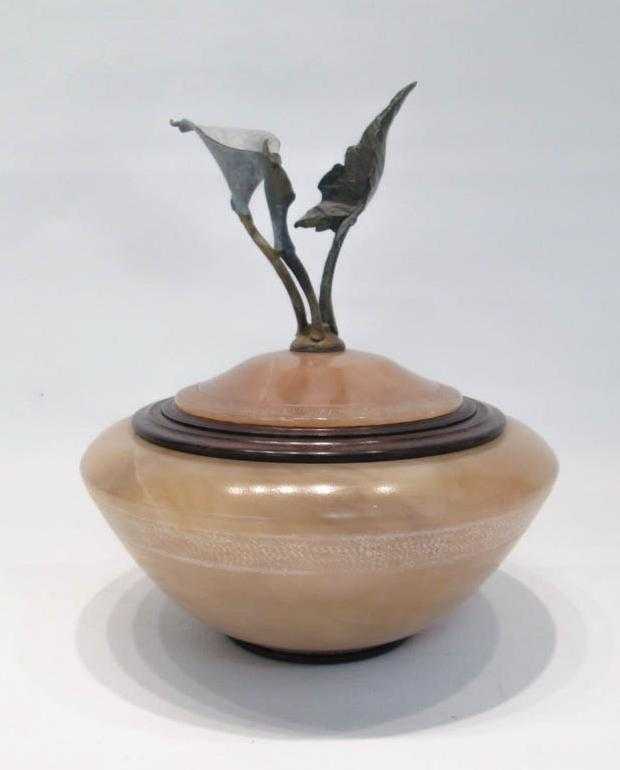 Appraisal: WILLIAM PICKERD DAN CHEN ALABASTER BRONZE JAR titled Promise the