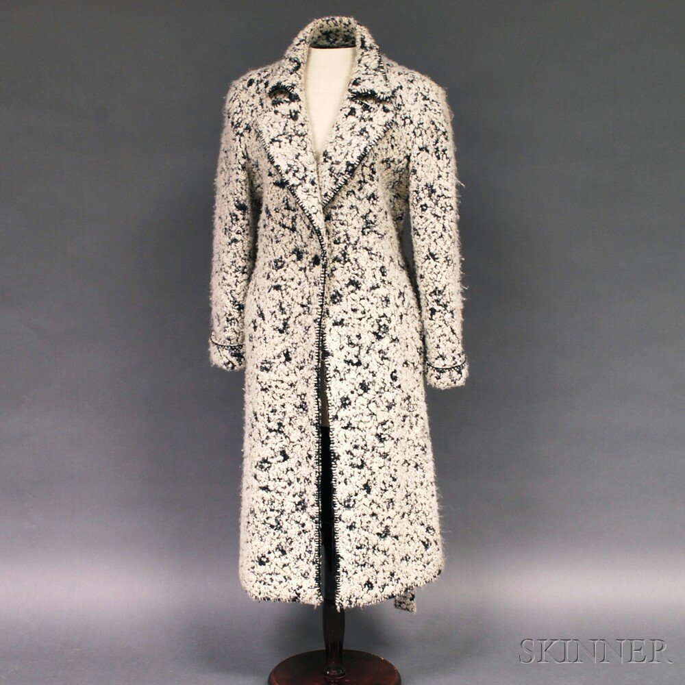 Appraisal: Emanuel Ungaro Black and White Alpaca Wool Lady's Overcoat with